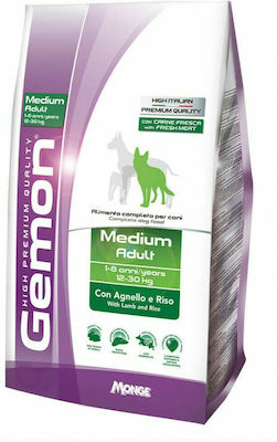 Monge Gemon Medium Adult 15kg Dry Food for Adult Dogs of Medium Breeds with Rice and Lamb