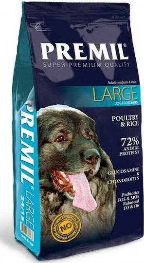 Premil Super Premium Large 3кг Суха Храна за Възрастни Кучета от Средни и Големи Породи с Месо и Ориз