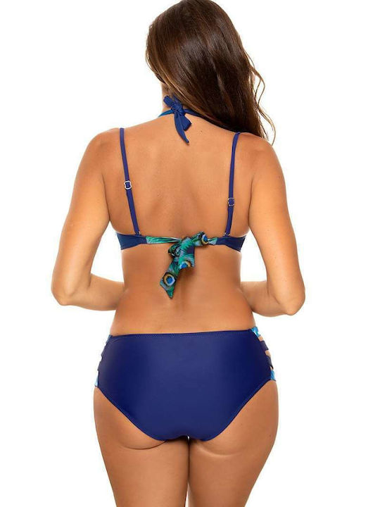 Marko Padded Bikini Set Bra & Slip Bottom Navy Blue/Blue Animal Print