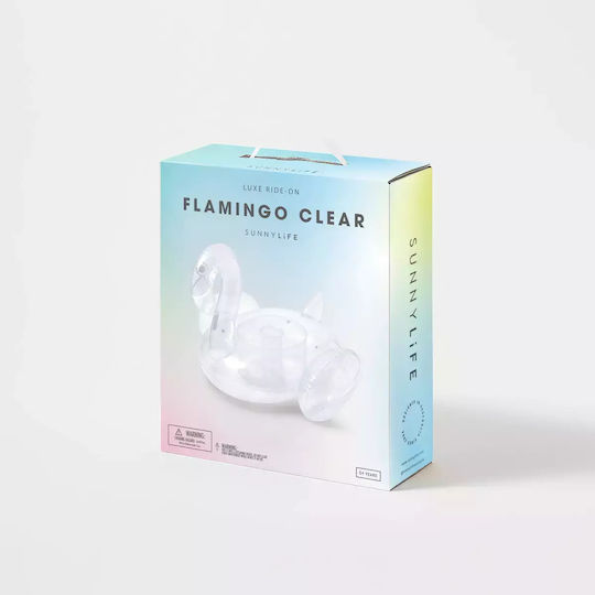 Sunnylife Παιδικό Φουσκωτό Ride On Θαλάσσης Flamingo με Χειρολαβές Διάφανο 160x135cm