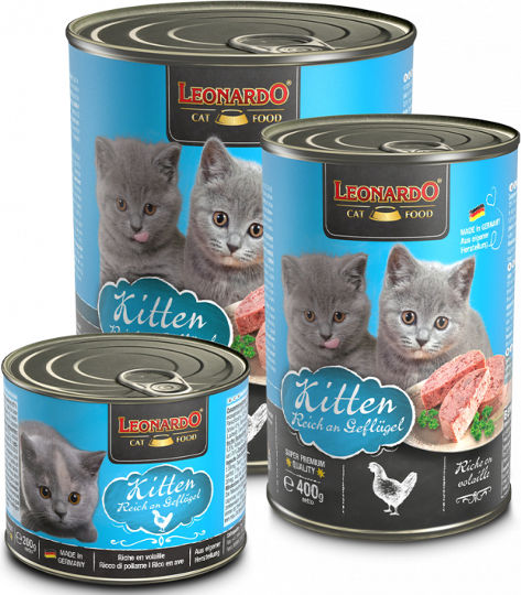 Leonardo Kitten Wet Food for Young Cats in Cans with Poultry 200gr