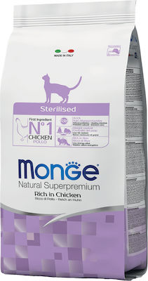 Monge Natural Superpremium Sterilised Dry Food for Adult Neutered Cats with Chicken 1.5kg