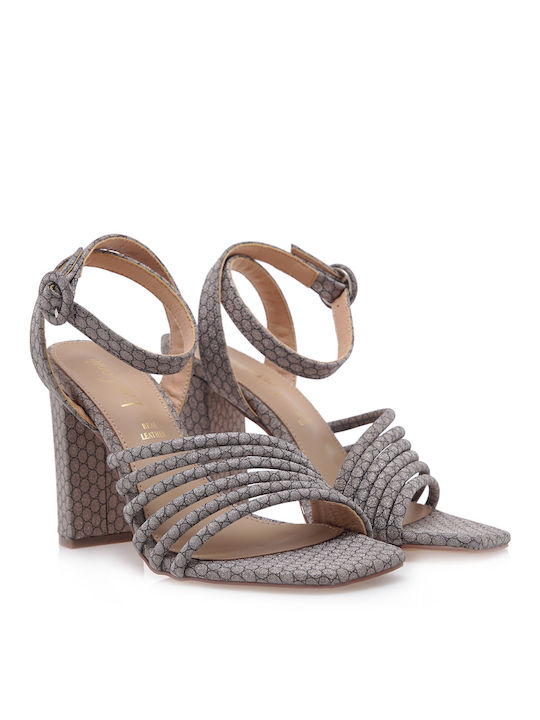 Seven Damen Sandalen mit Chunky hohem Absatz in Silber Farbe