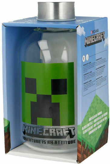 Stor Minecraft Бутилка за Вода Стъкло с винтова капачка Зелен 620мл