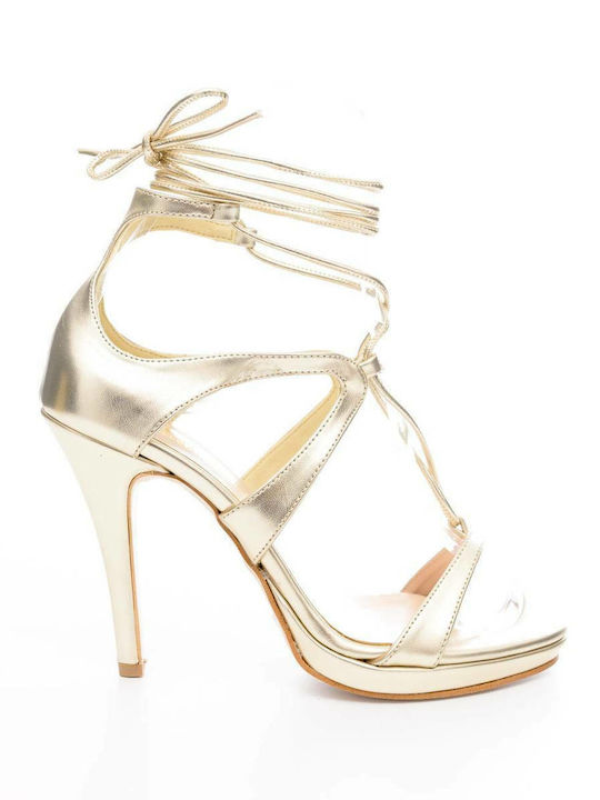 Ellen Leder Damen Sandalen in Gold Farbe