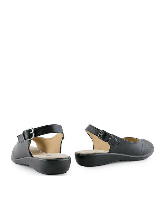 Germania Γυναικείες Μπαλαρίνες Slingback σε Μαύρο Χρώμα