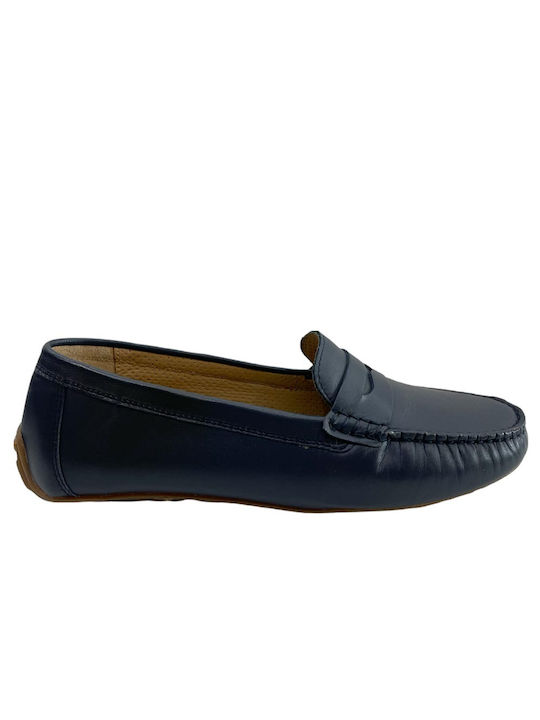 The Flexx Leather Women's Moccasins in Navy Blue Color