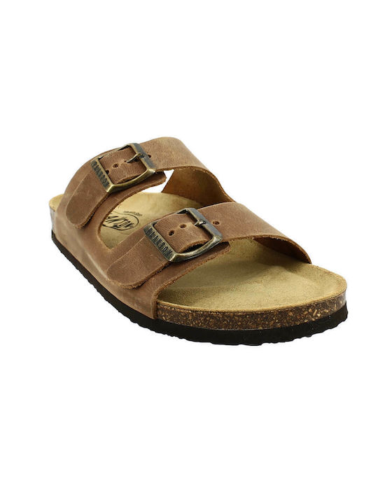 Plakton Leather Women's Flat Sandals Anatomic Roble