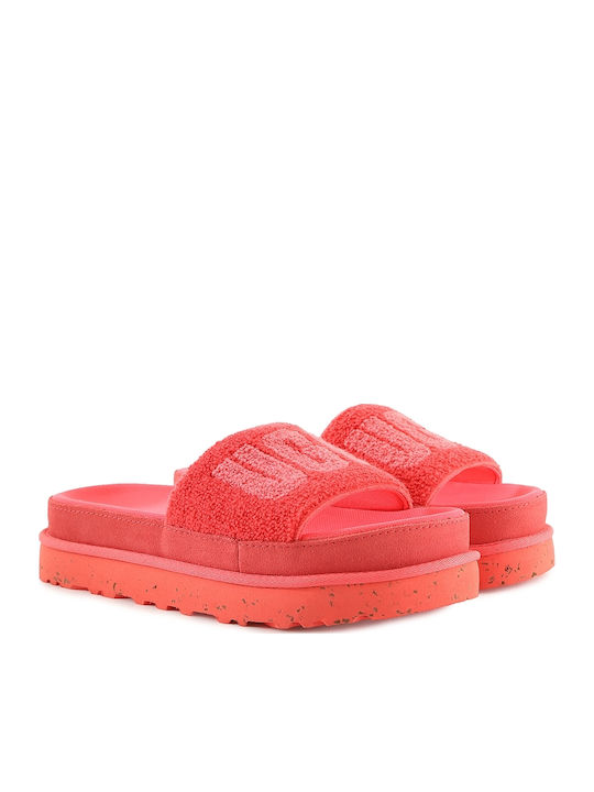 Laton Slide Hibiscus Slides με Πλατφόρμα σε Κόκκινο Χρώμα