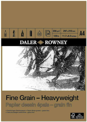 Daler Rowney Μπλοκ Ελεύθερου Σχεδίου Fine Grain Heavyweight Α4 200gr 30 Φύλλα