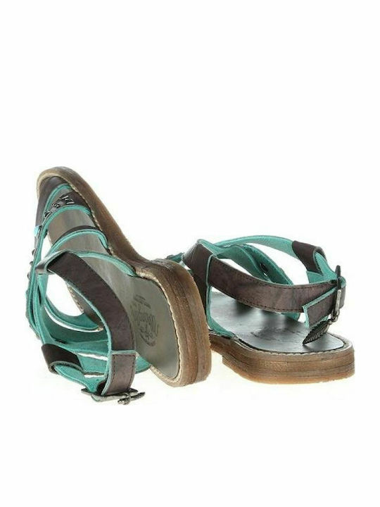 Lola Leder Flache Sandalen für Damen in Braun Farbe