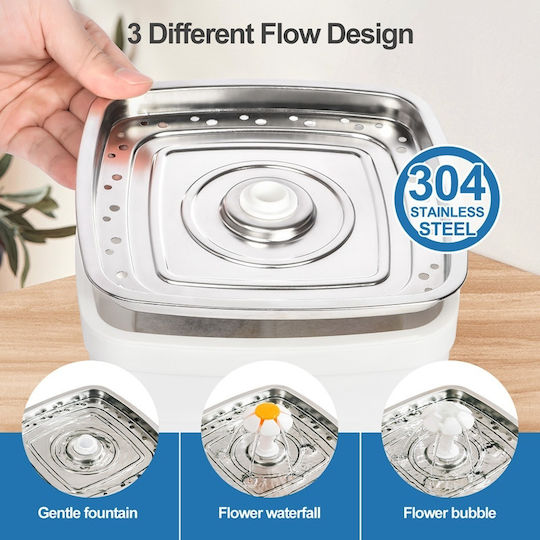 Pet Interest Square Water Fountain Αυτόματη Ανοξείδωτη Ποτίστρα / Συντριβάνι για Σκύλο & Γάτα 2.5lt σε Μπλε Χρώμα