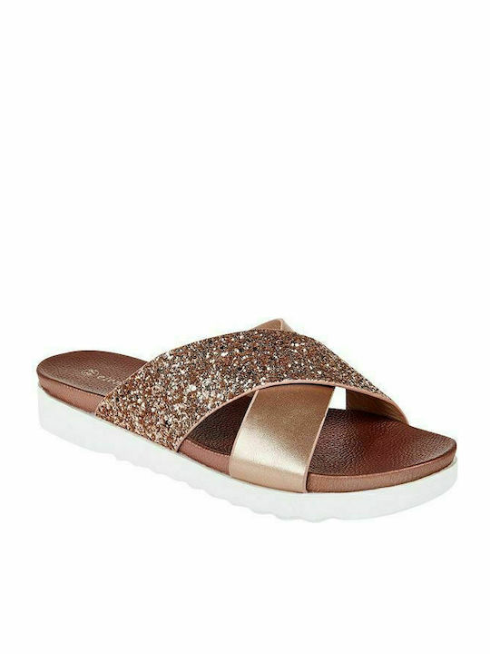 Elenross Women's Flat Sandals in Gold Color