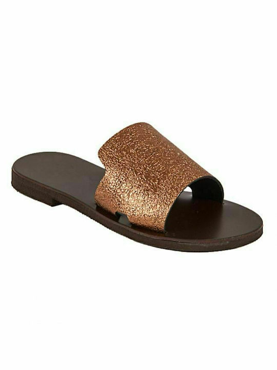 Elenross Leather Women's Flat Sandals Bronze