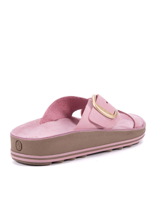 Misty Leather Women's Flat Sandals Anatomic Flatforms in Pink Color