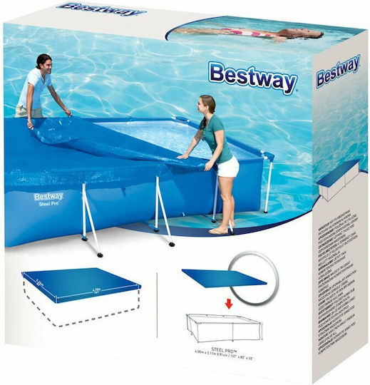 Bestway Steel Pro Pool Cover Αντηλιακό Προστατευτικό Κάλυμμα Πισίνας Παραλληλόγραμμο 400x211εκ.
