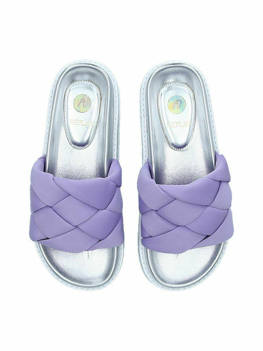 Replay Muddy Braid Women's Flat Sandals in Purple Color