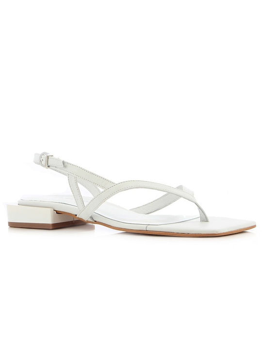 Fratelli Petridi Leather Women's Flat Sandals In White Colour 7860000K2204-002