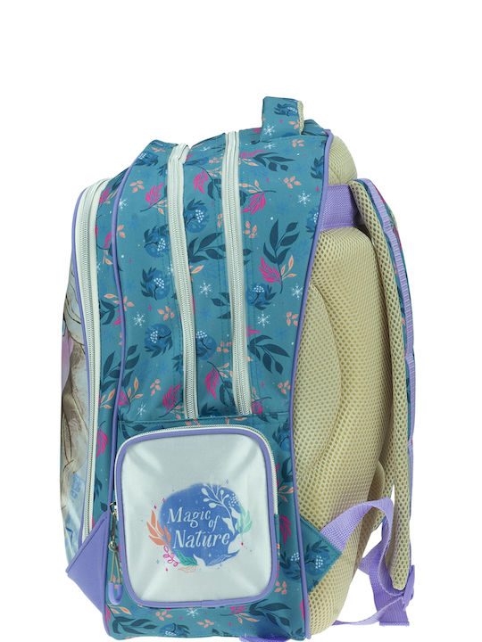 Gim Frozen School Bag Backpack Elementary, Elementary Light Blue with Water Bottle Holder 27Liters