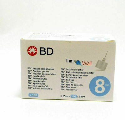 BD Thin Wall Βελόνες Ινσουλίνης 31G x 8mm 100τμχ