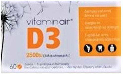 Medicair Vitamin Air D3 Vitamin für Unterstützung des Immunsystems 2500iu 60 Mützen