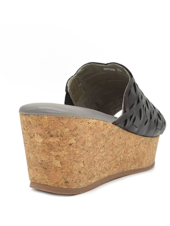 Women's Leather Platform Shoes Black