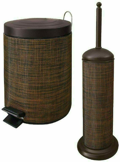 Marva 07-812000S2T Metalic Set coș de gunoi și perie pentru baie 5lt Maro Marva 07-812000S2T Metalic Set coș de gunoi și perie pentru baie 5lt Maro