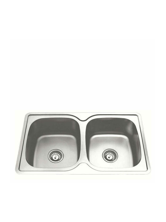 Gloria Feria Minox-201 ΙΙ Ένθετος Νεροχύτης Inox Σατινέ Μ80xΠ50cm Ασημί