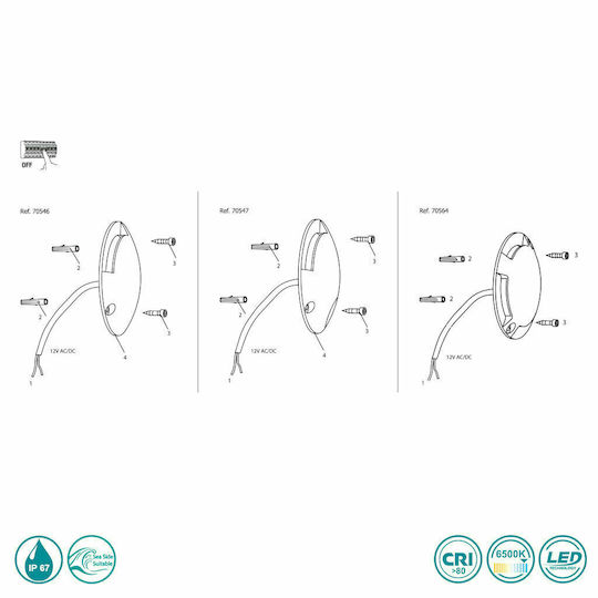 Faro Barcelona Keenan-2 Wall-Mounted Outdoor Ceiling Light LED IP67 1W with Cool White Light