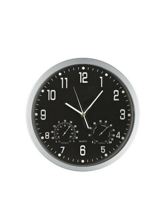 Justaminute Θερμόμετρο-Υγρόμετρο Wall Clock Plastic Μαύρο 30cm