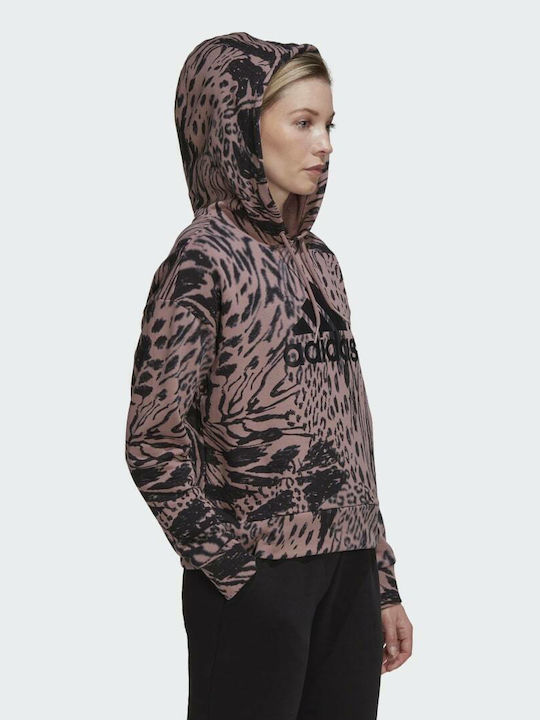 Future Icons Langes Damen Sweatshirt French Terry mit Kapuze Braun