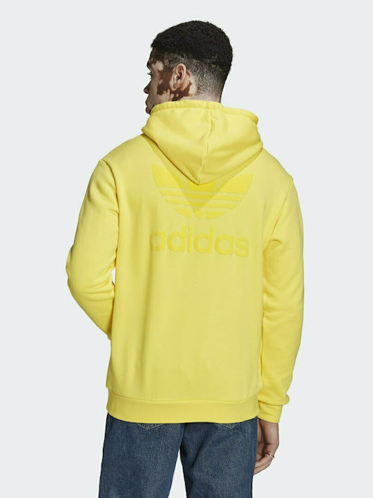 Adidas Trefoil Series Street Ανδρικό Φούτερ με Κουκούλα και Τσέπες Impact Yellow