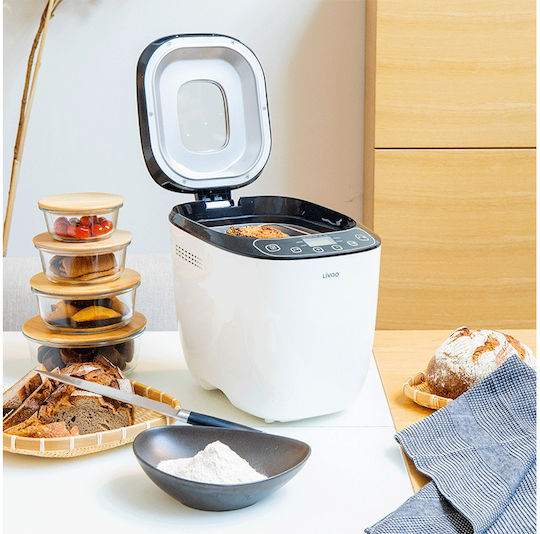 Livoo Bread Maker 550W with Container Capacity 900gr and 12 Baking Programs
