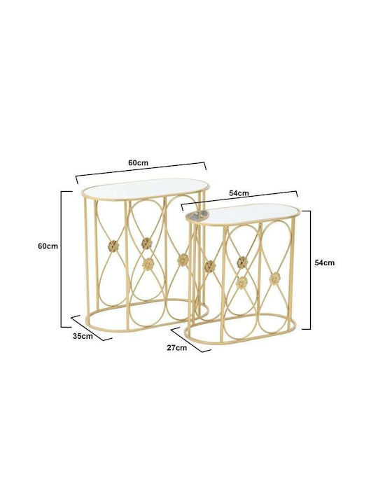 Oval Satztisch-Set Glas S/2 2Stück B60xT35xH60cm