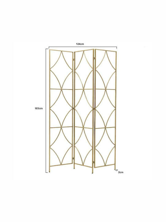 Inart Decorativ Paravan Metalic cu 3 Panouri 124x183cm