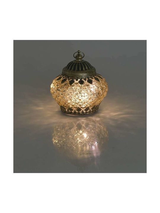 Inart Decorative Table Battery Lamp Lattern Built-in LED Bronze 11x11x13cm