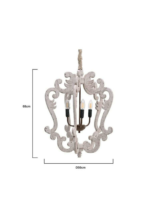 Inart Chandelier Candlestick 3xE14 White 3-10-876-0124