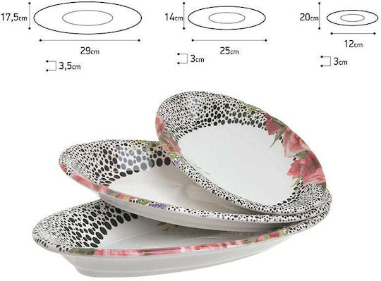 Inart Servierplatte Oval Keramik Bunt 29x17.5cm 3Stück