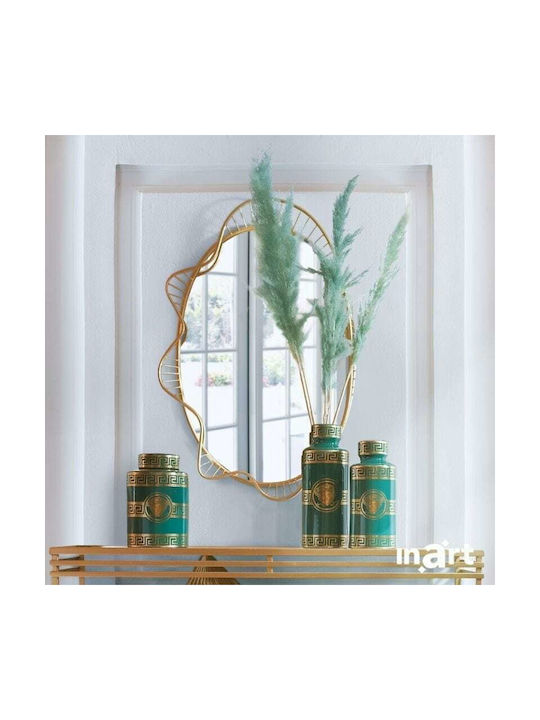 Inart Vază Decorativă Ceramică Meandru Green-Gold 14x14x30cm 1buc