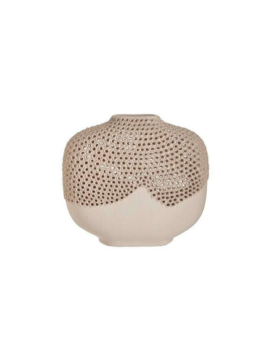 Inart Ceramic Vase Μπεζ 24x9x24cm