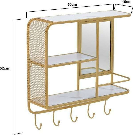 Eingangsmöbel mit Spiegel & Garderobe Gold 50x16x52cm