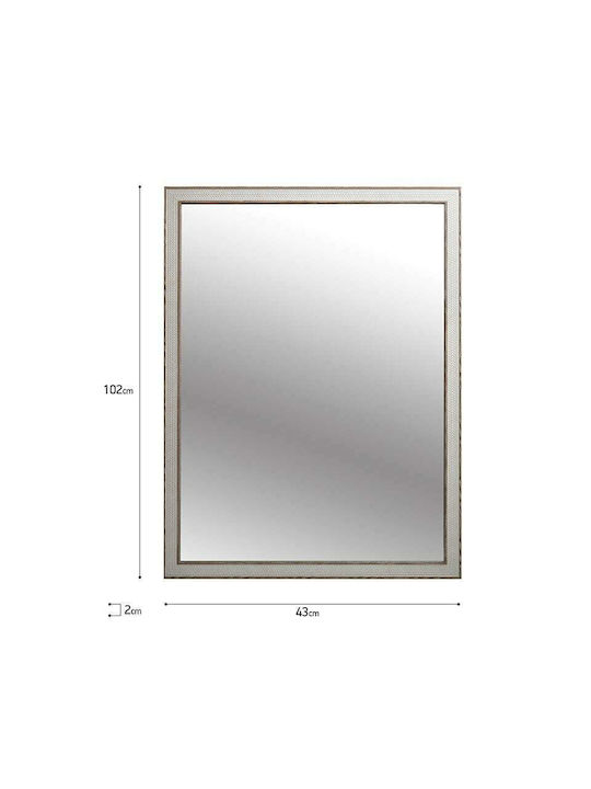 Inart Wall Mirror with Ecru Plastic Frame 96x36cm 1pcs