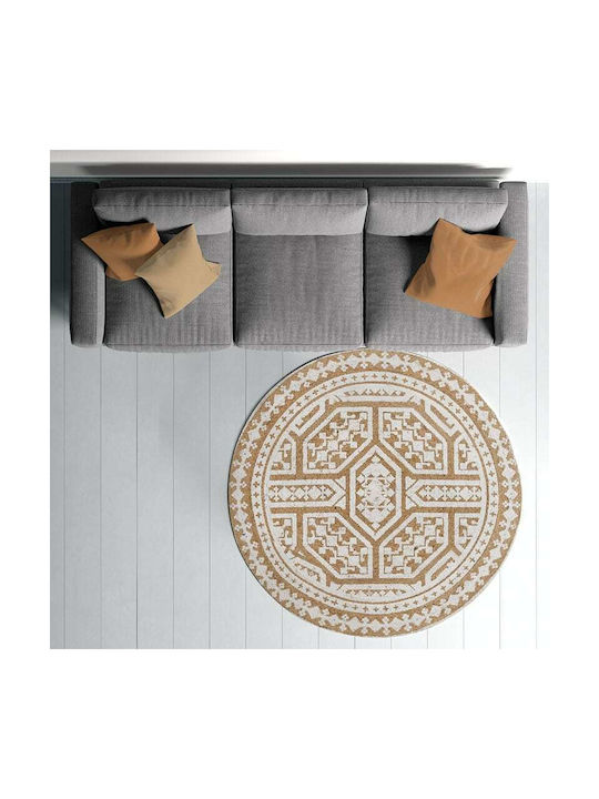 Inart Rug Round Summer from Jute White / Natural