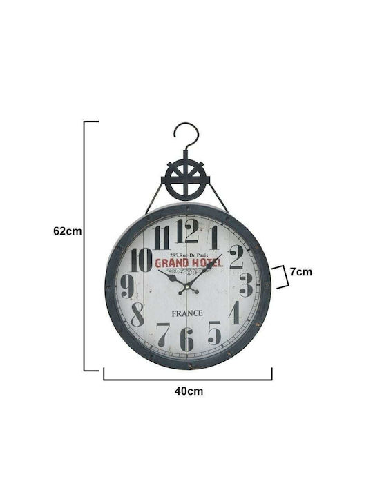 Inart Antique Wall Clock Metallic Black 40x62cm