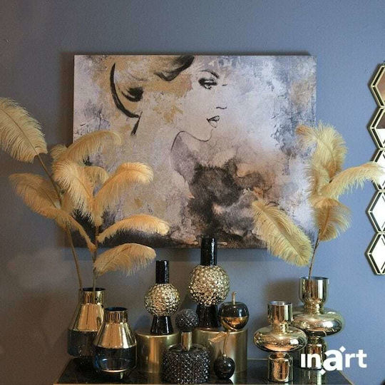 Inart Βάζο Γυάλινο Χρυσό/Γκρί Φ18xΥ30cm