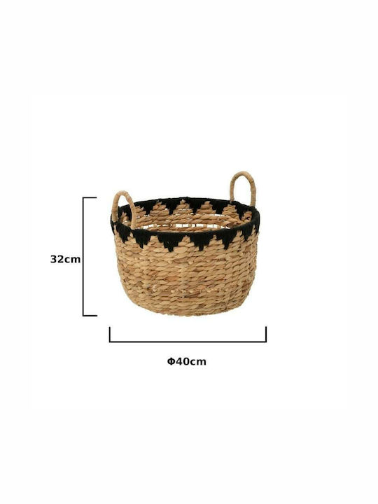 Inart NATURAL Decorative Basket Wicker with Handles Natural-Black 40x40x32cm
