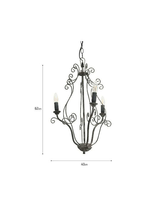 Inart Chandelier Ø40cm with Candlesticks Beige Inart Chandelier Ø40cm with Candlesticks Beige