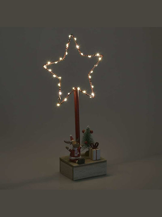 Inart Wood Christmas Decorative Tabletop Star 15x7x39cm 2pcs Red