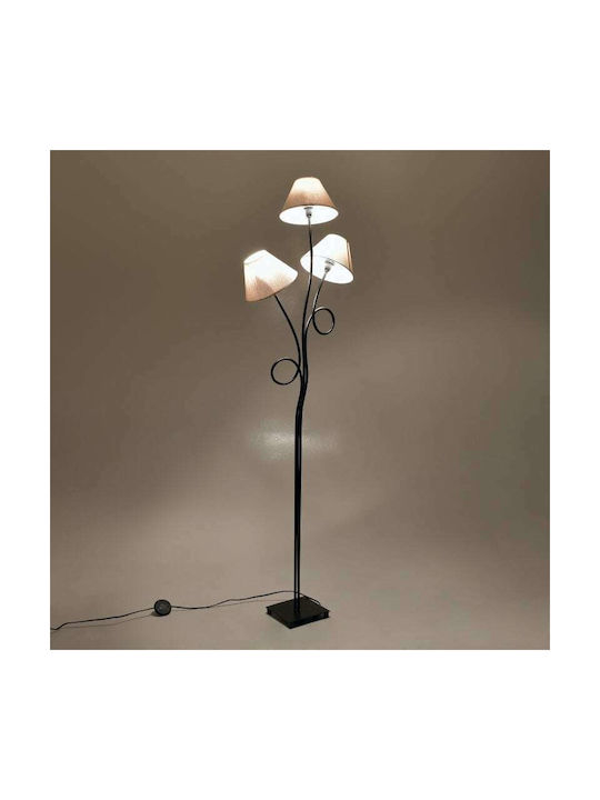 Inart Floor Lamp H160xW35cm. with Socket for Bulb E14 Black
