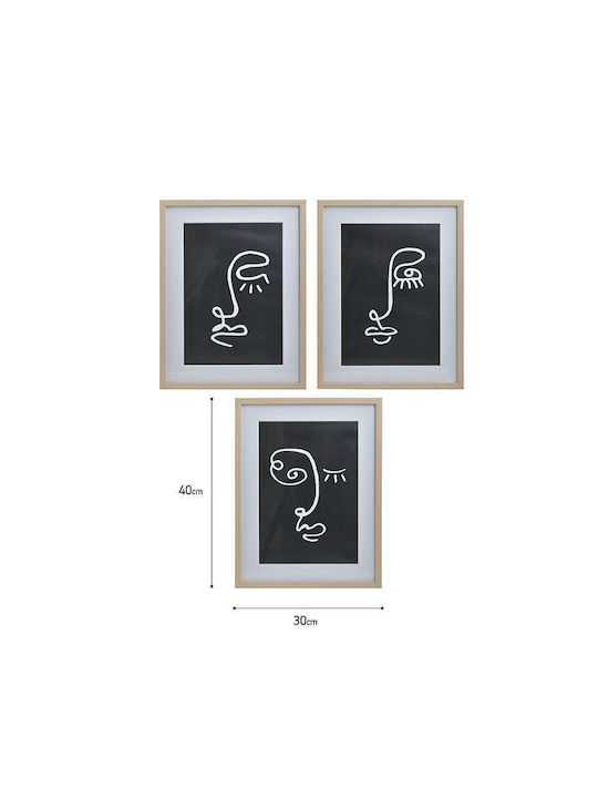 Inart Фигури Трикратен Картина Платнен 30x40см